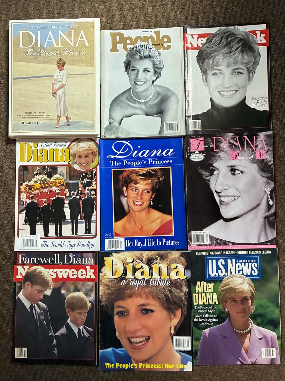 Princess Diana 1997 Magazine Bundle 9pc Readers Digest Hardcover 2nd Print Rare
